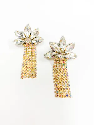 Brandi Beaded Drop Earrings - Silver