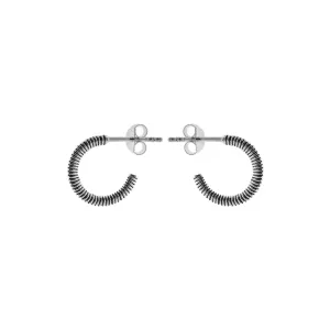 Bria ridged oxidised stud topped hoop earrings