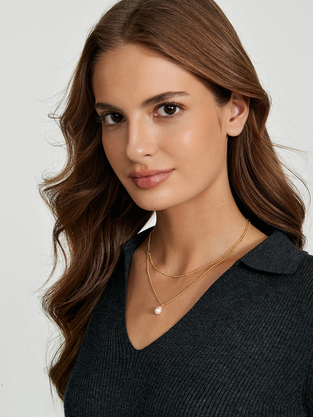 Bubble Dangling Pearl Layered Necklace