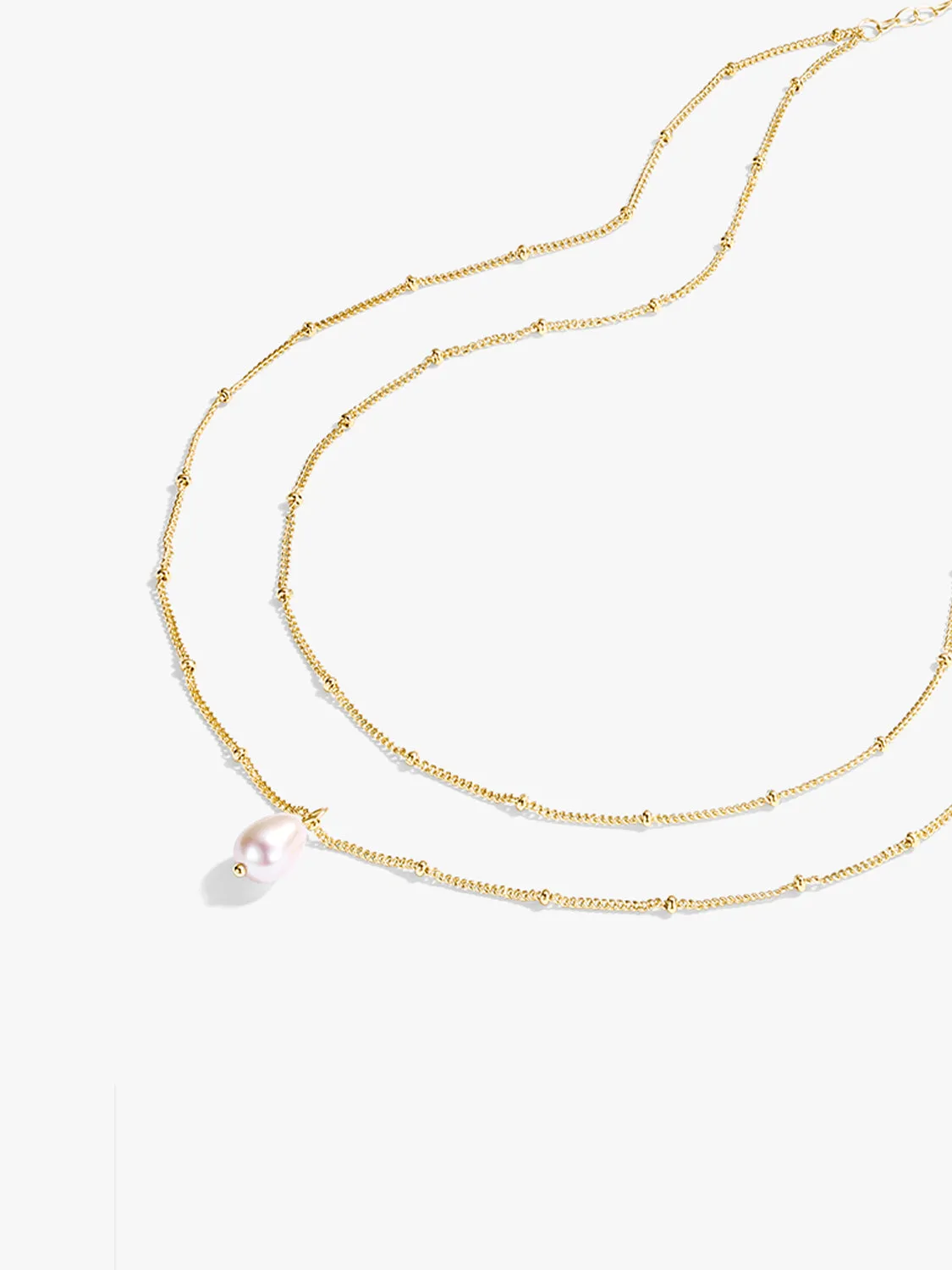 Bubble Dangling Pearl Layered Necklace
