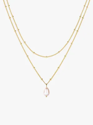 Bubble Dangling Pearl Layered Necklace