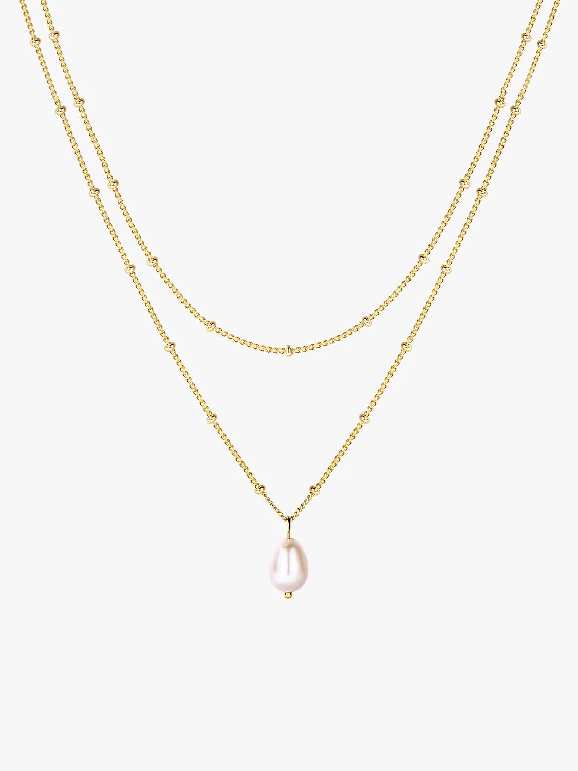 Bubble Dangling Pearl Layered Necklace