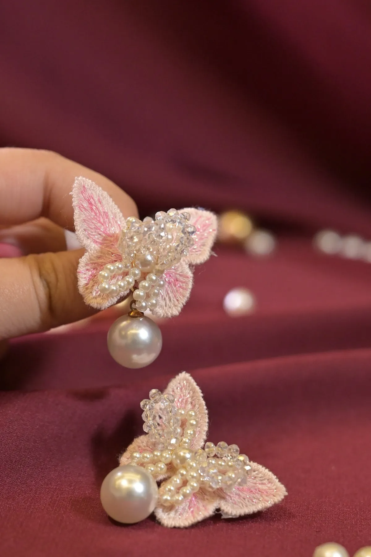Butterfly Pearl Drop Earrings