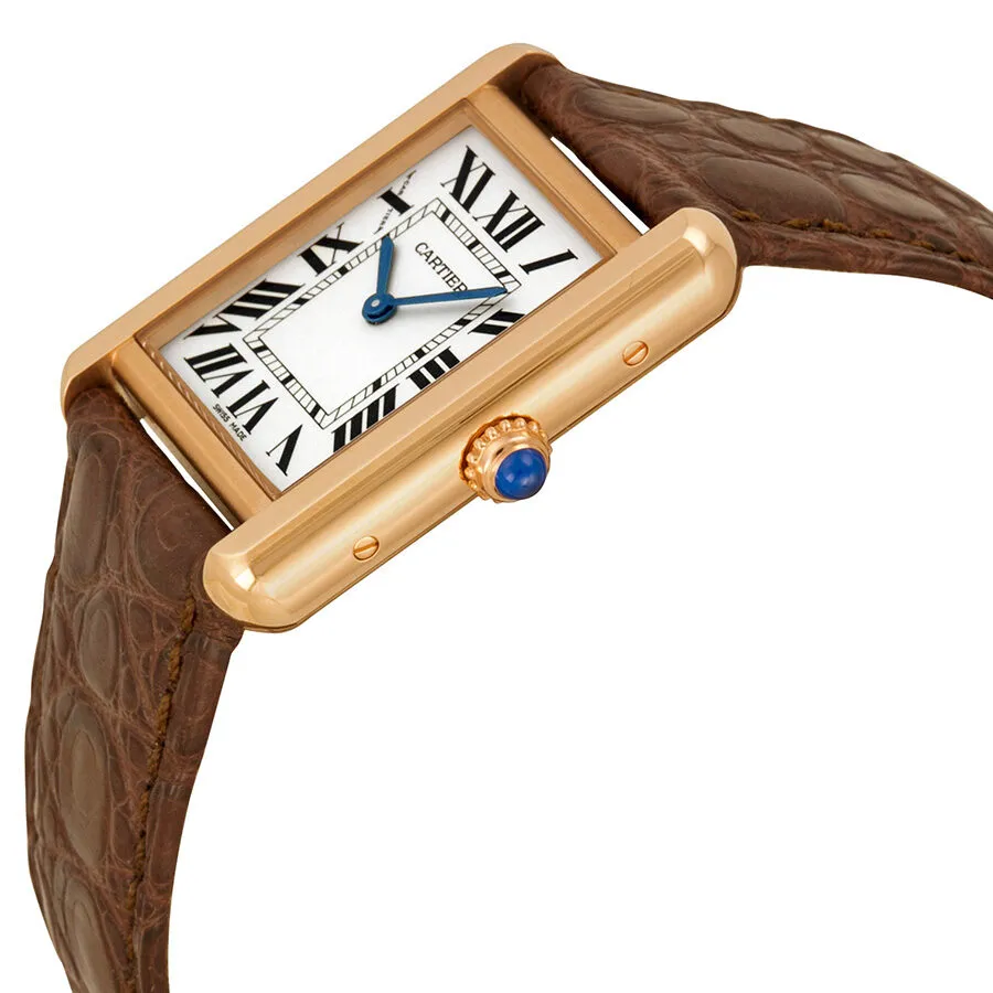 Cartier Tank Solo Silver Dial Brown Leather Ladies Watch W5200024
