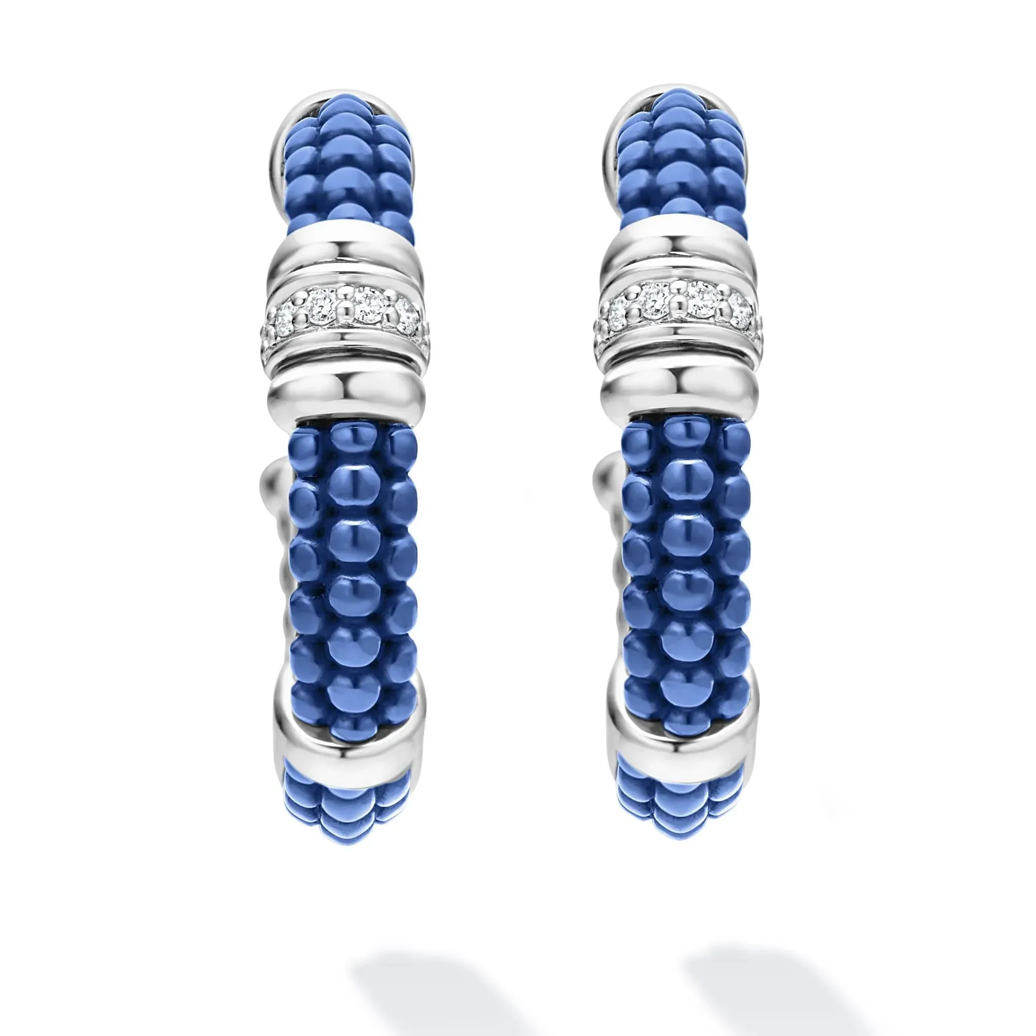 Ceramic and Diamond Hoop Earrings