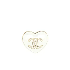 Chanel 21K Ivory Heart Brooch LGHW