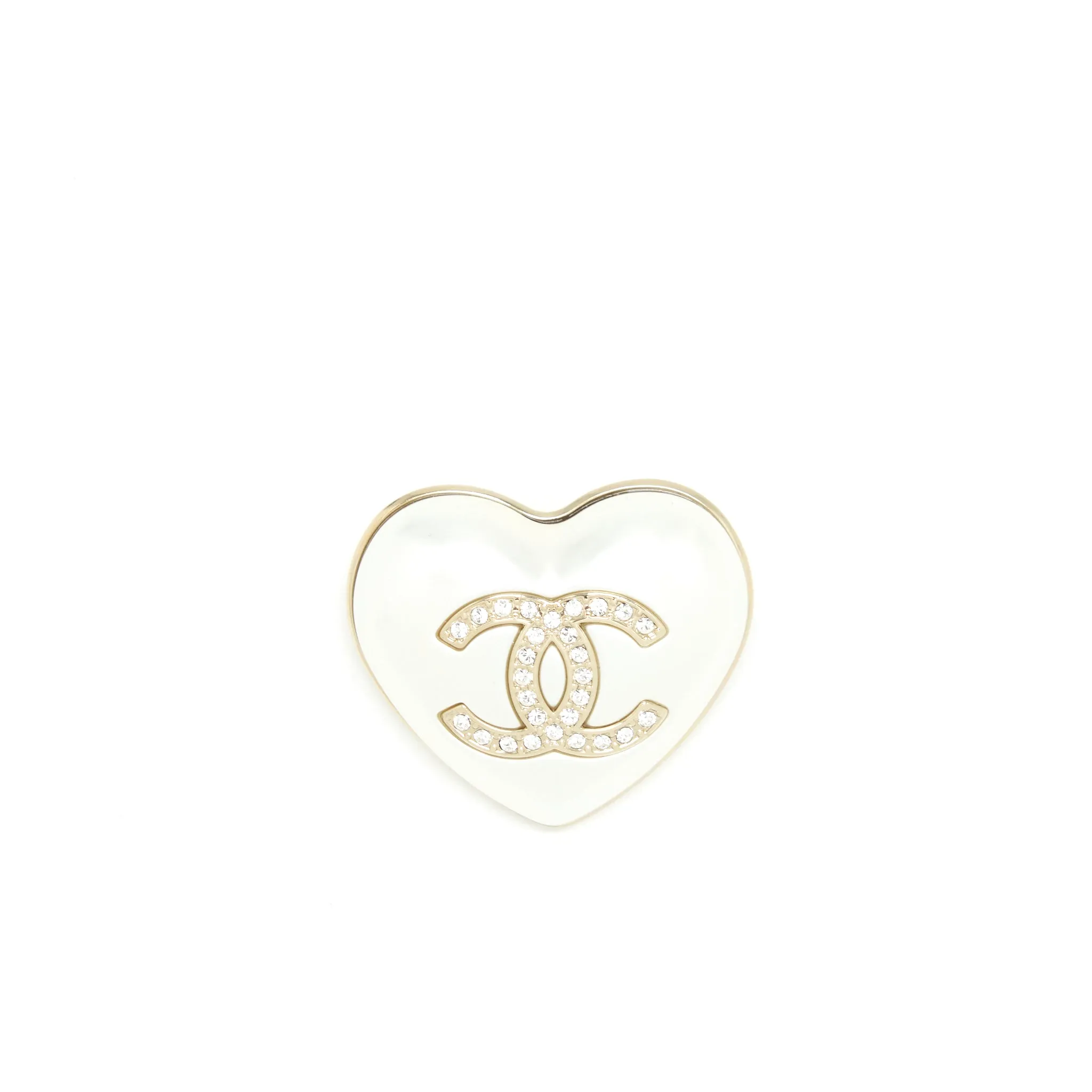 Chanel 21K Ivory Heart Brooch LGHW