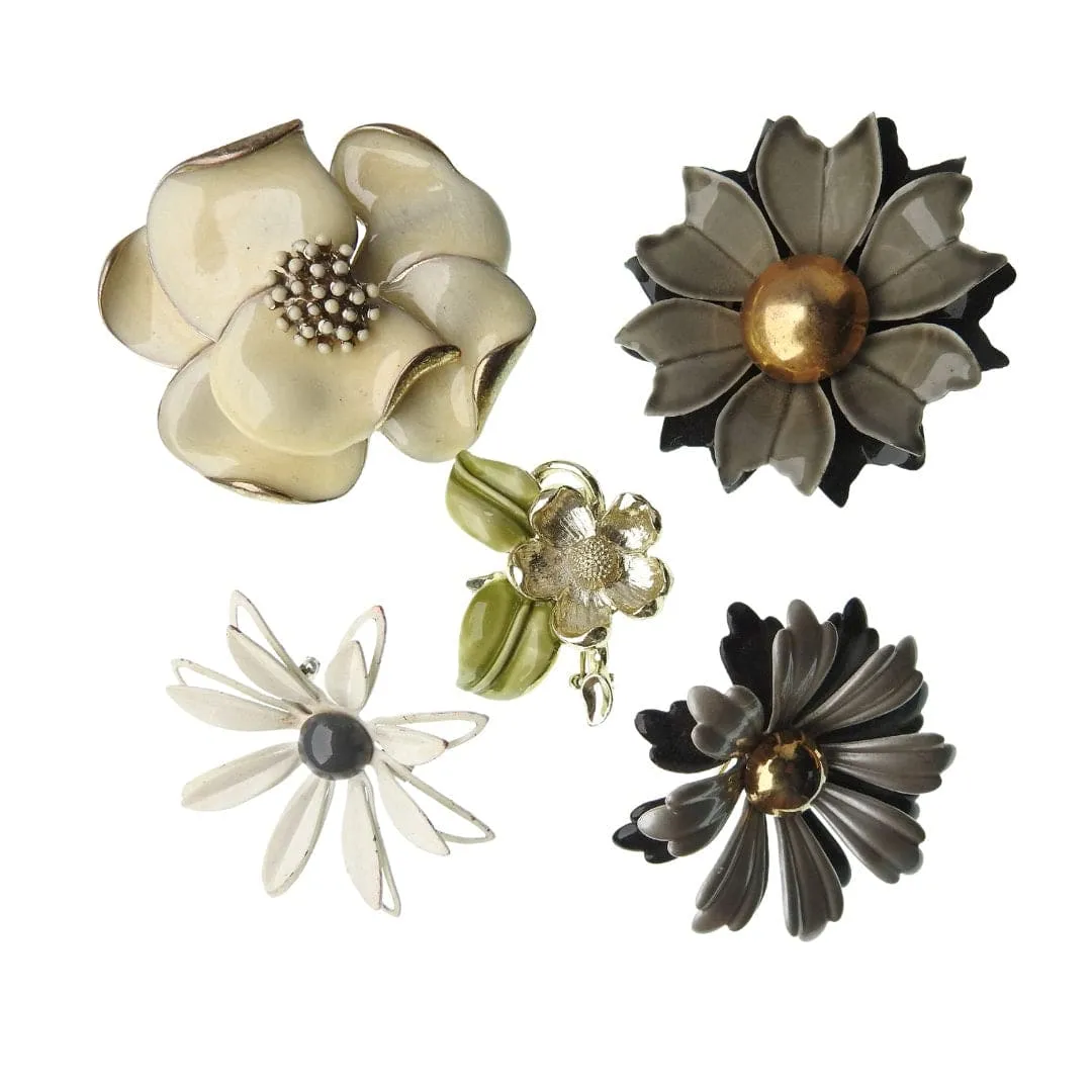 Charming Mid-Century Floral Brooches