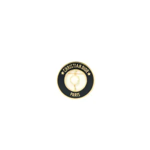 Christian Dior Round Pearl Brooch Black GHW