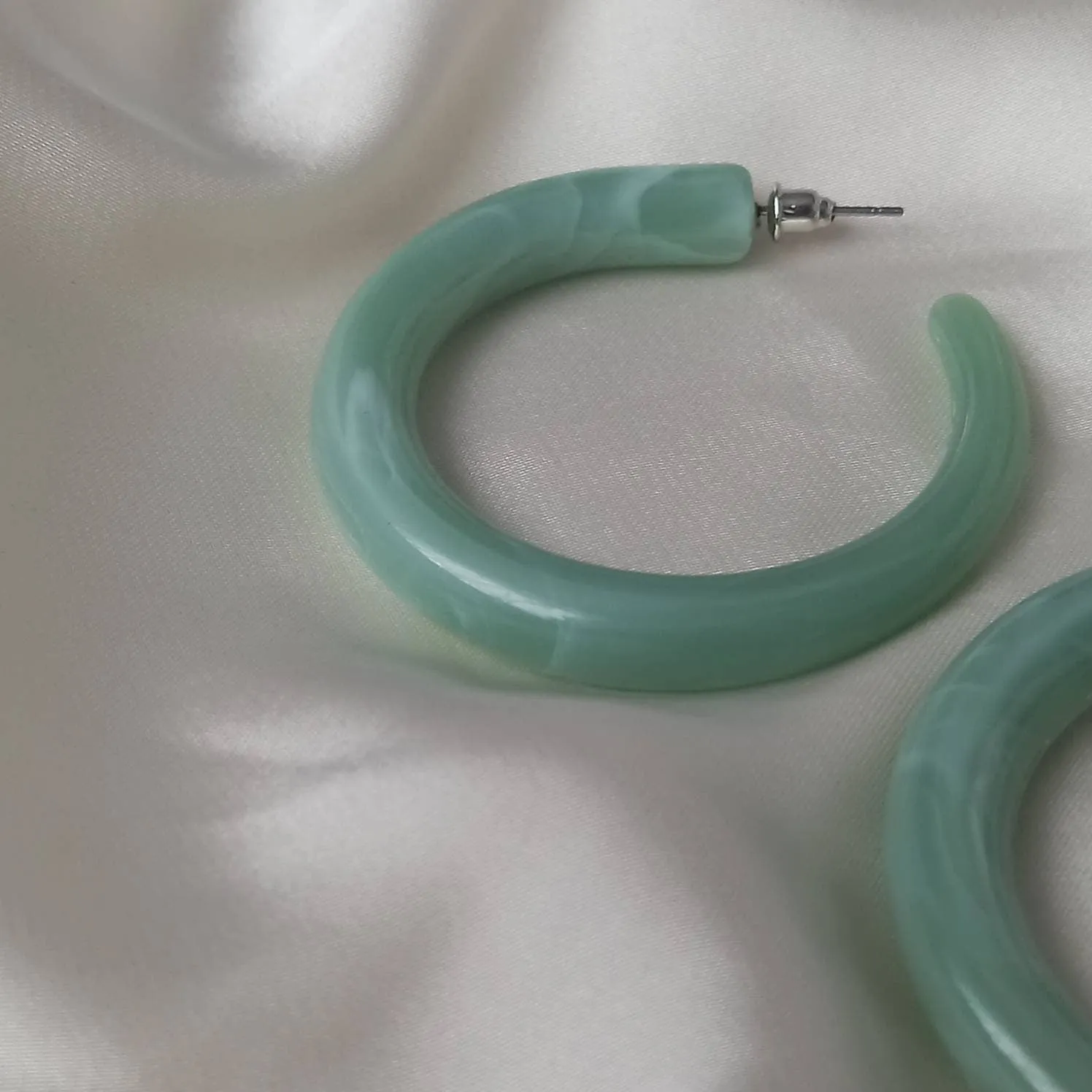 Chunky Green Resin Hoop Earrings -  Resin Earrings, Chunky Hoop Earrings, Thick Resin Earrings, Earrings In The UK, Hoop Earrings In The UK