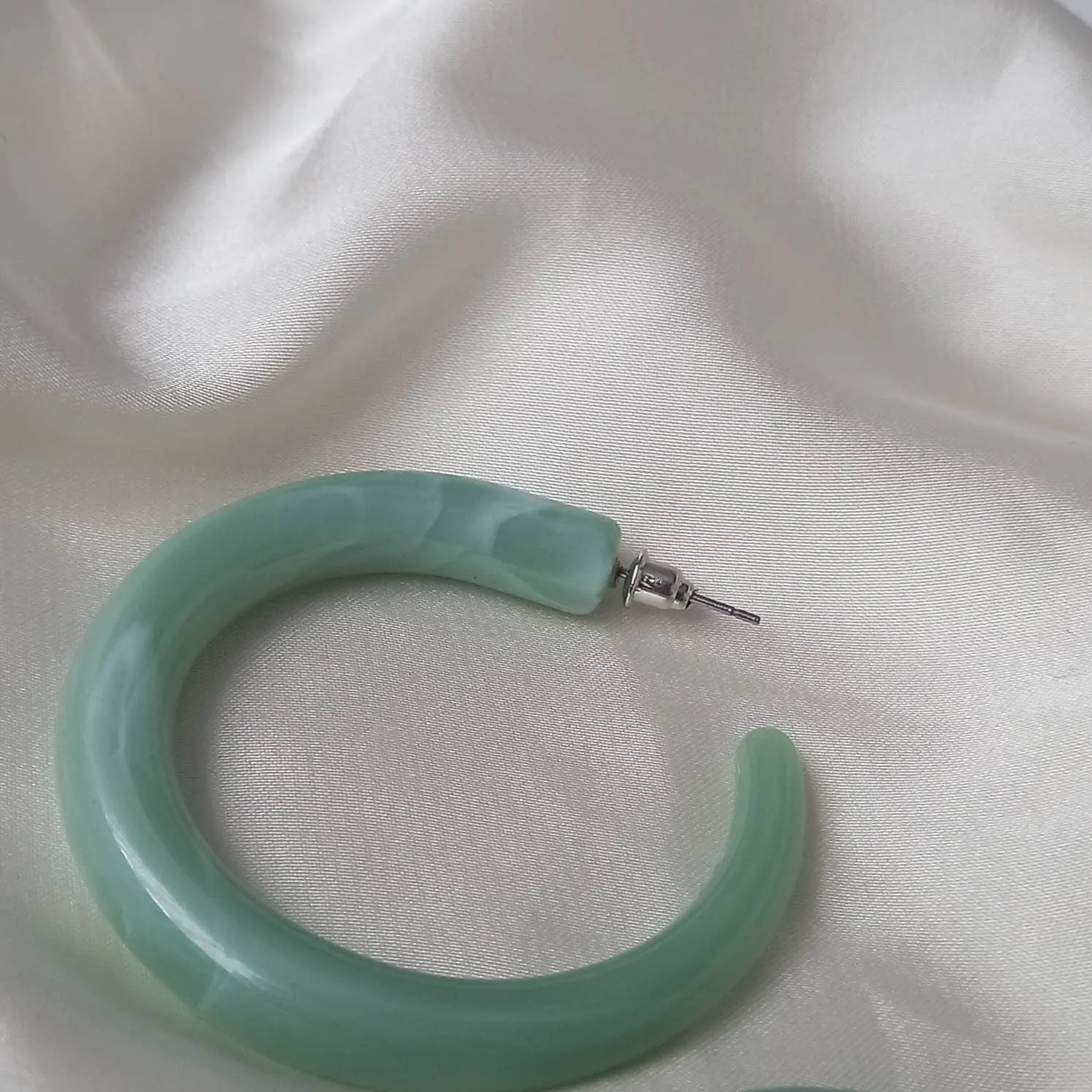 Chunky Green Resin Hoop Earrings -  Resin Earrings, Chunky Hoop Earrings, Thick Resin Earrings, Earrings In The UK, Hoop Earrings In The UK