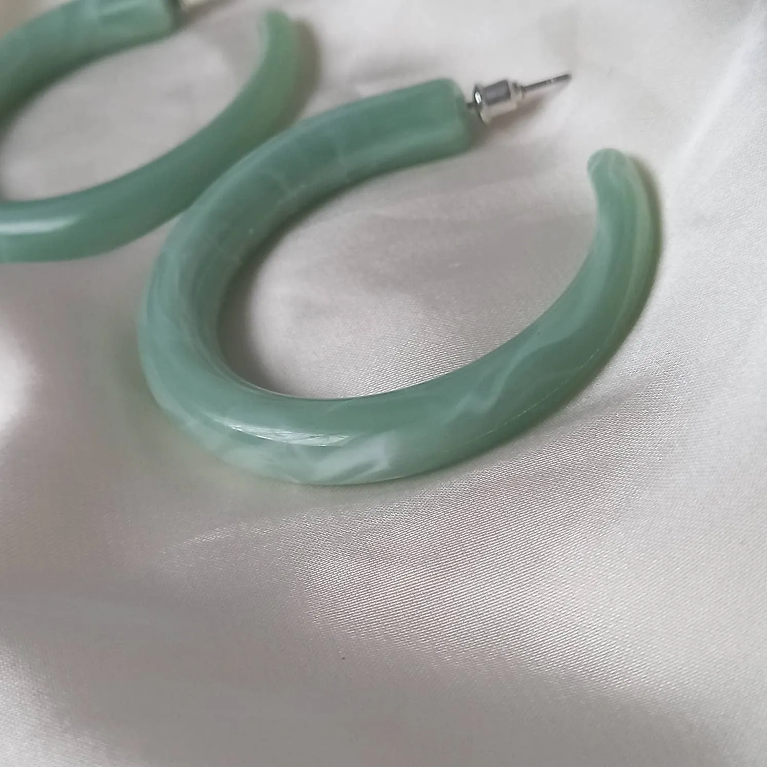 Chunky Green Resin Hoop Earrings -  Resin Earrings, Chunky Hoop Earrings, Thick Resin Earrings, Earrings In The UK, Hoop Earrings In The UK
