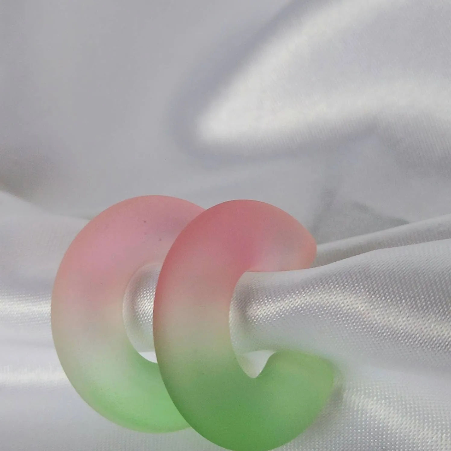 Chunky Pink & Green Resin Hoop Earrings -  Ombre Earrings, Chunky Hoop Earrings, Pink Earrings, Two Tone Resin Earrings, Earrings In The UK