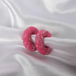 Chunky Pink Speckled Hoop Earrings - Hot Pink Earrings,Chunky Hoop Earrings,Pink Earrings In The UK,Pink Hoop Earrings In The UK,Bright Pink
