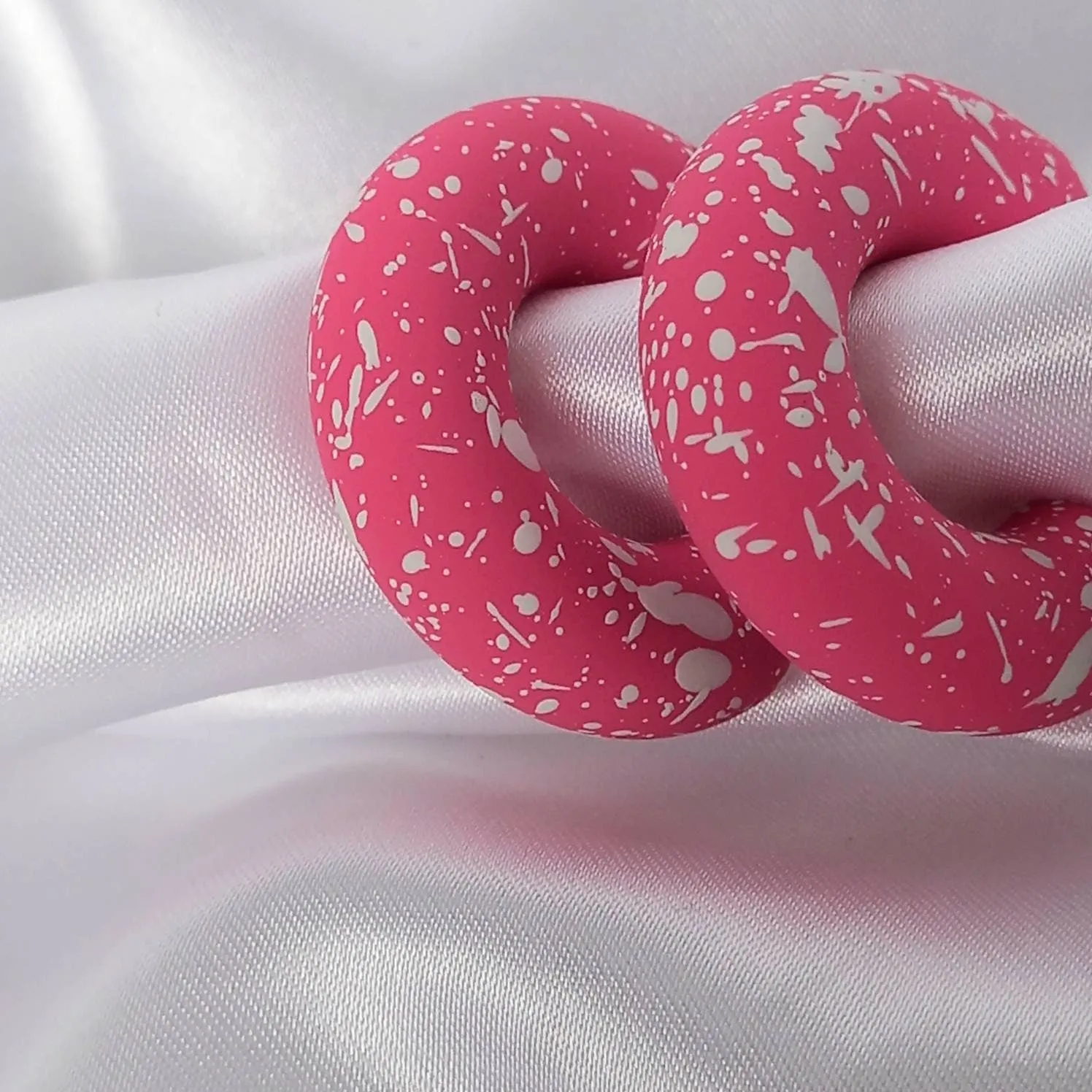 Chunky Pink Speckled Hoop Earrings - Hot Pink Earrings,Chunky Hoop Earrings,Pink Earrings In The UK,Pink Hoop Earrings In The UK,Bright Pink