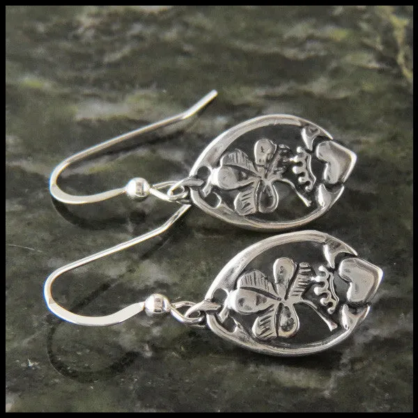 Claddagh and Shamrock Pendant and Earrings Set in Silver