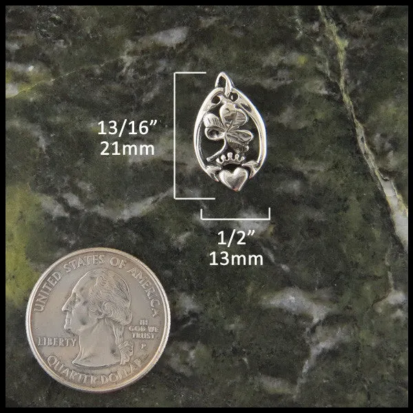 Claddagh and Shamrock Pendant and Earrings Set in Silver