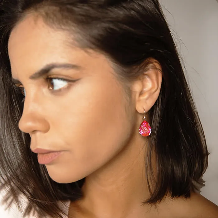 Clara Pink Swarovski Drop Earrings