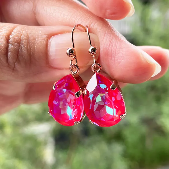 Clara Pink Swarovski Drop Earrings