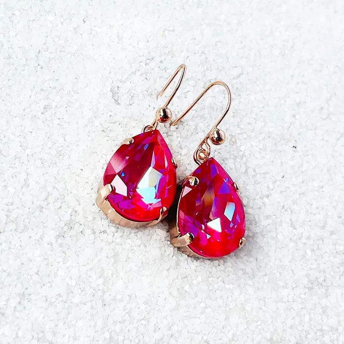 Clara Pink Swarovski Drop Earrings