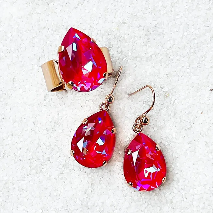 Clara Pink Swarovski Drop Earrings