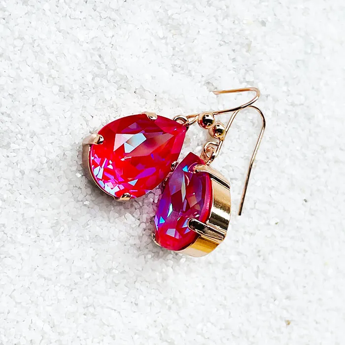 Clara Pink Swarovski Drop Earrings