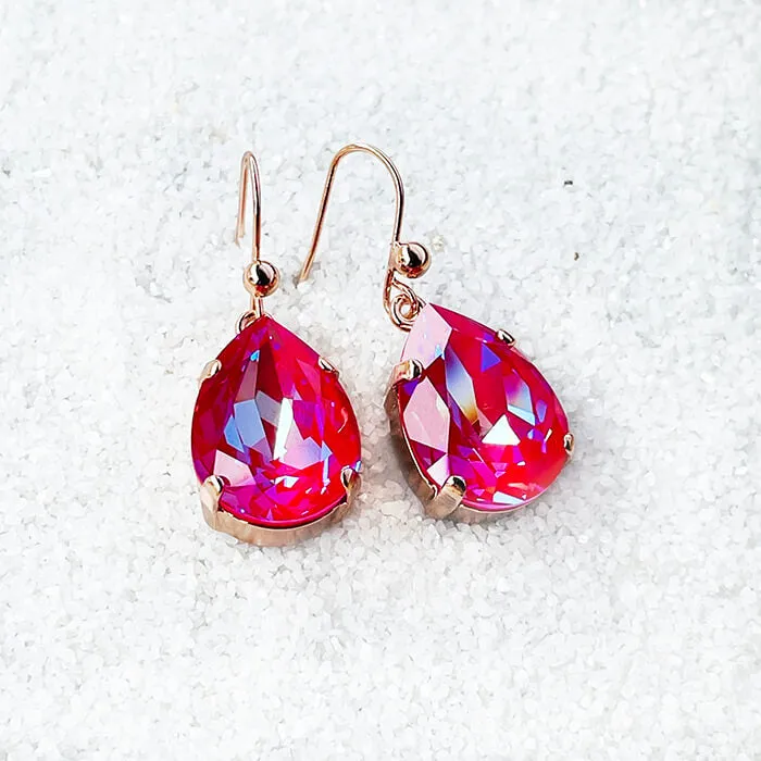 Clara Pink Swarovski Drop Earrings