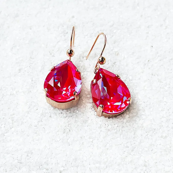 Clara Pink Swarovski Drop Earrings