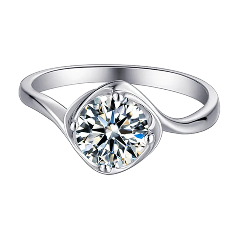 Classic Round Cut Moissanite Diamond Bud Solitaire Rings