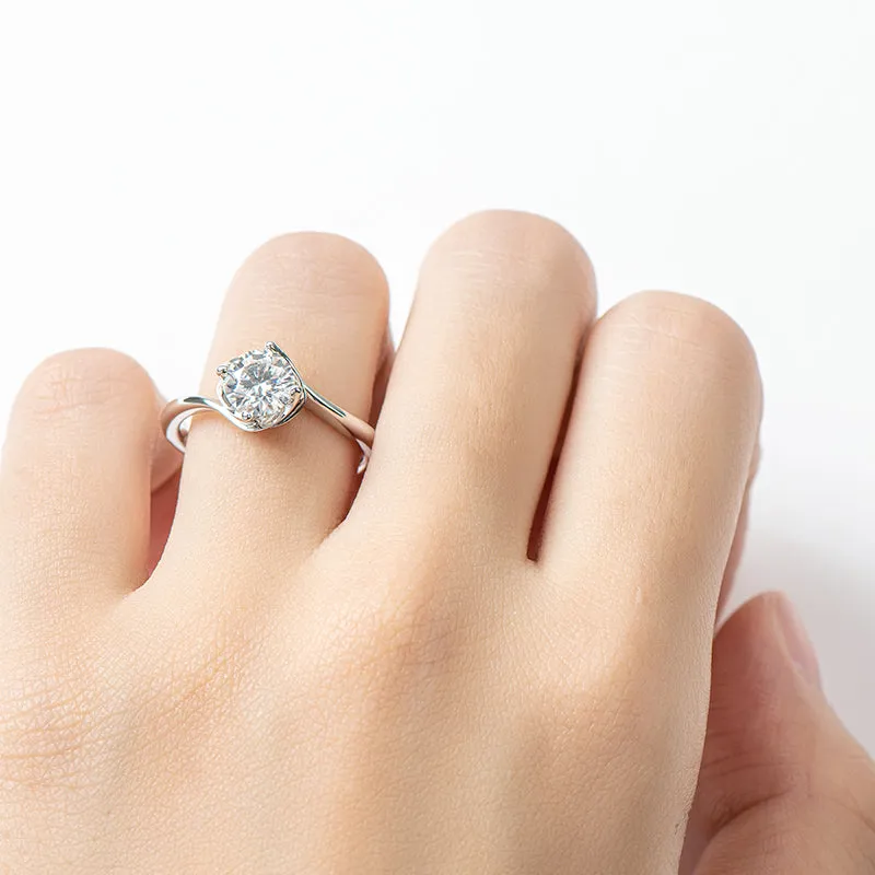 Classic Round Cut Moissanite Diamond Bud Solitaire Rings
