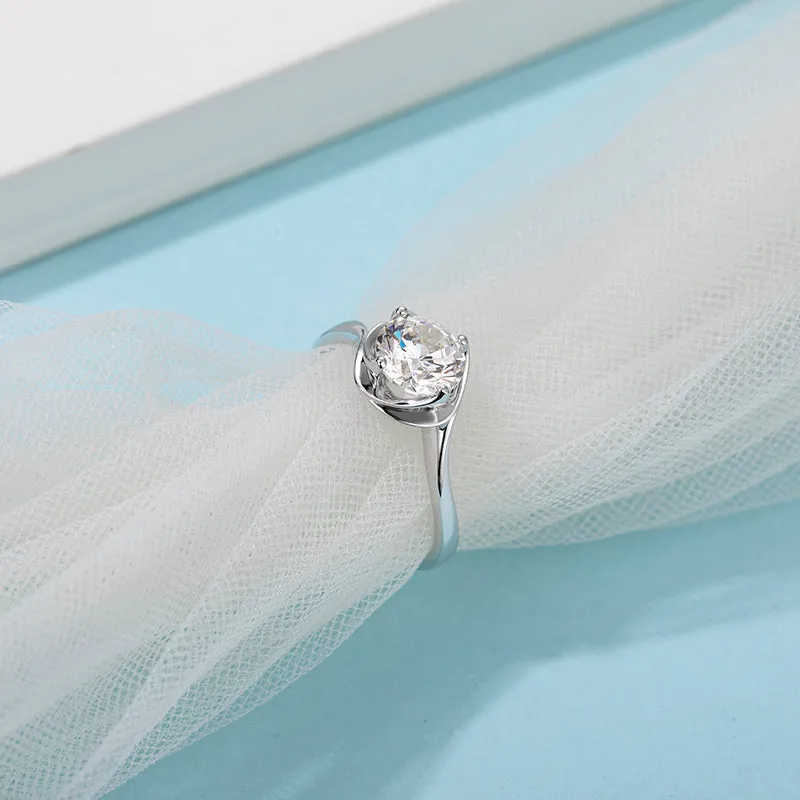Classic Round Cut Moissanite Diamond Bud Solitaire Rings