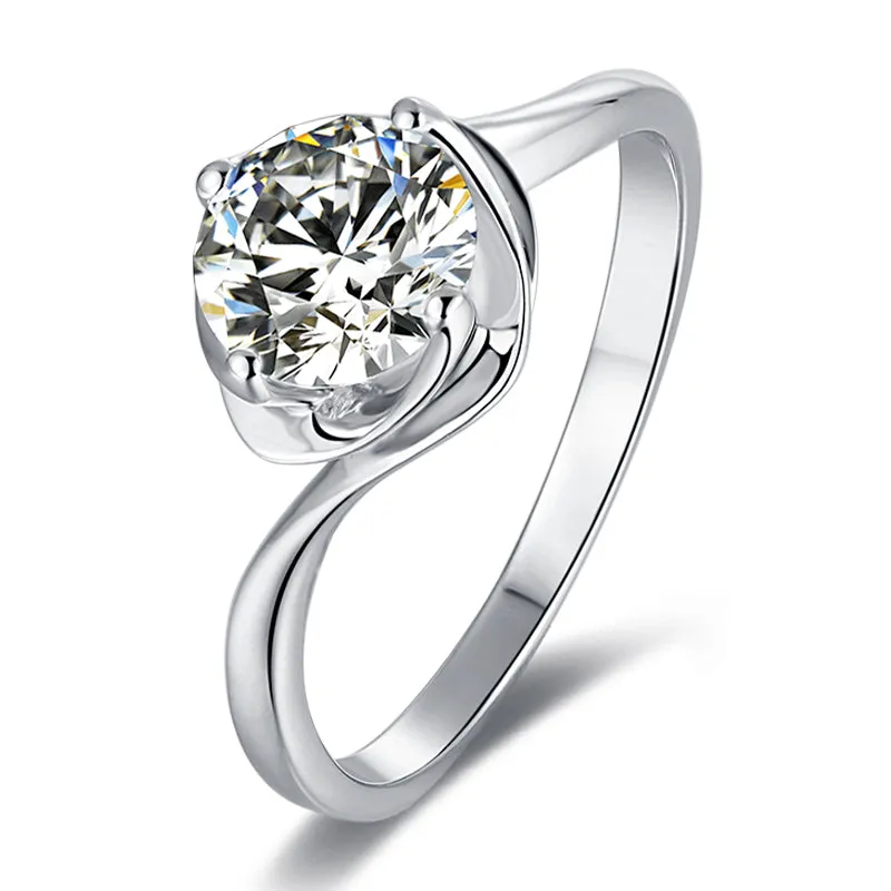 Classic Round Cut Moissanite Diamond Bud Solitaire Rings