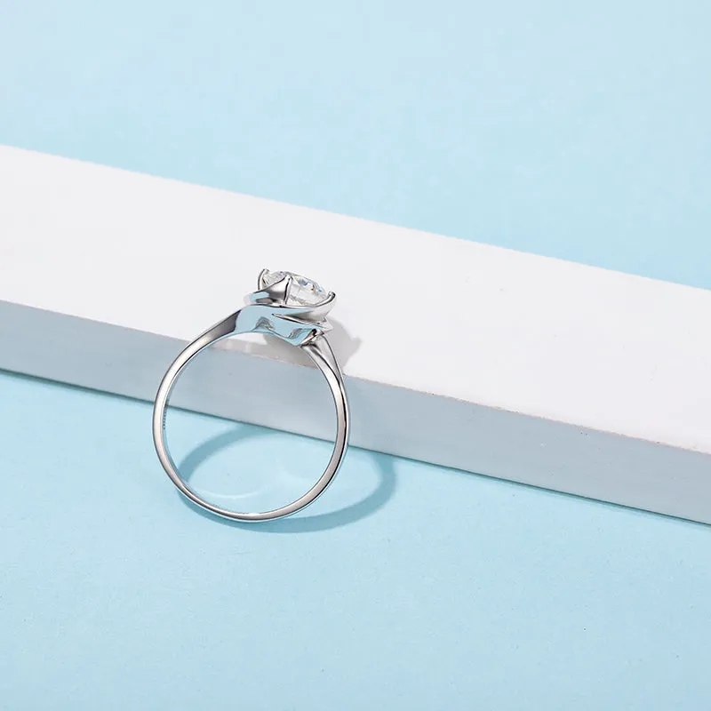 Classic Round Cut Moissanite Diamond Bud Solitaire Rings