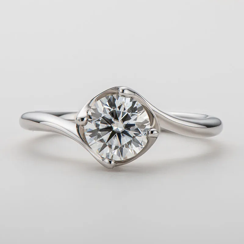 Classic Round Cut Moissanite Diamond Bud Solitaire Rings