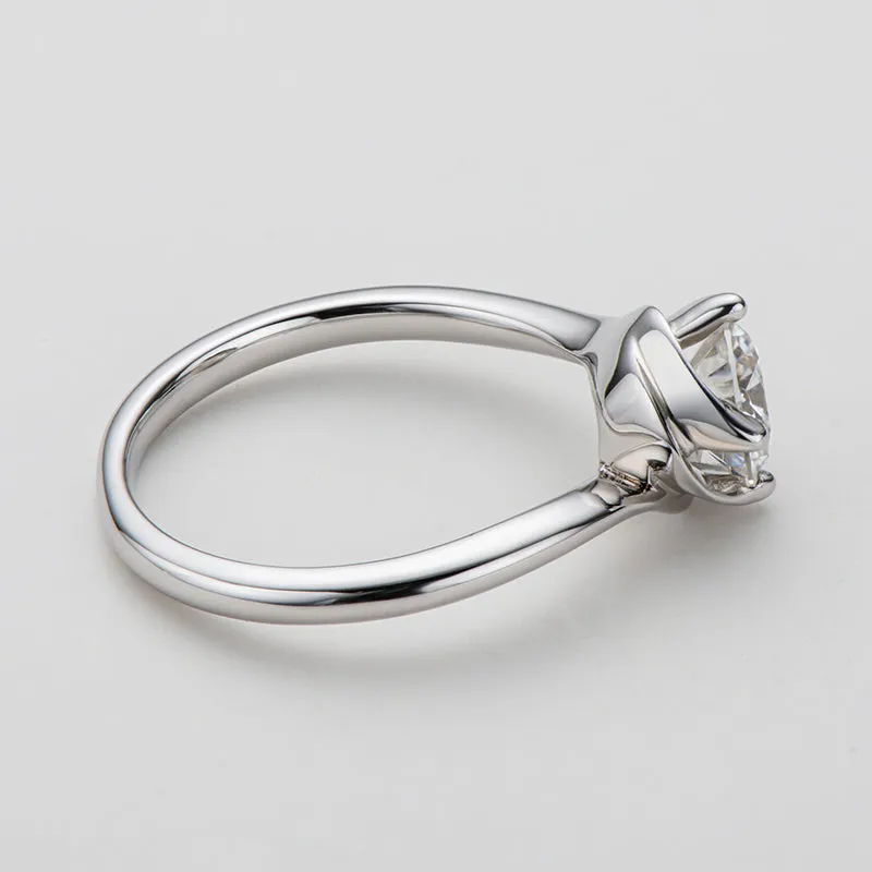 Classic Round Cut Moissanite Diamond Bud Solitaire Rings