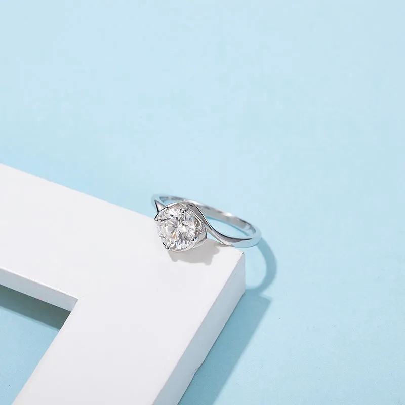Classic Round Cut Moissanite Diamond Bud Solitaire Rings