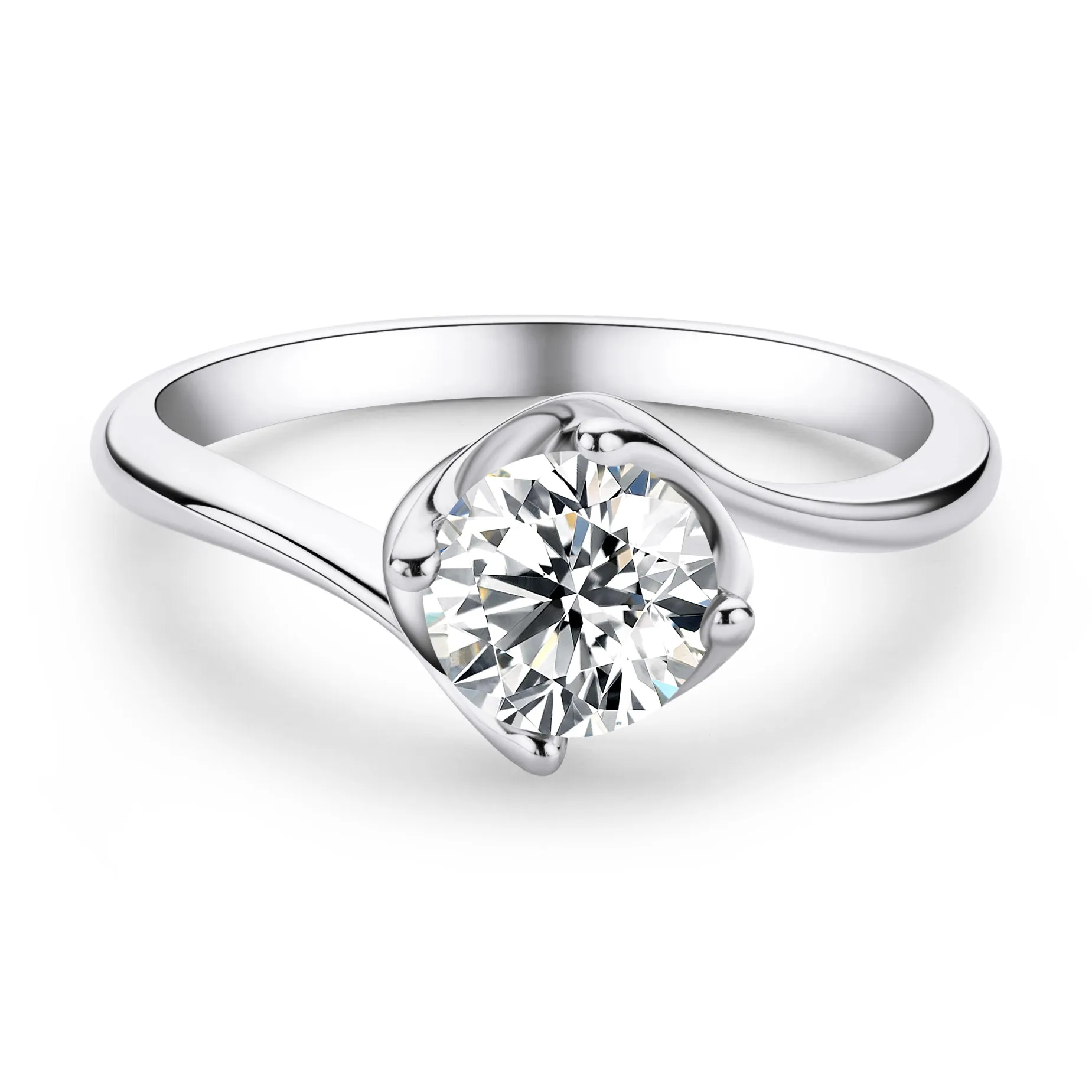 Classic Round Cut Moissanite Diamond Bud Solitaire Rings