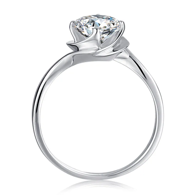 Classic Round Cut Moissanite Diamond Bud Solitaire Rings