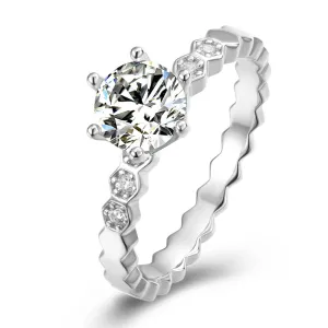 Classic Round Cut Moissanite Diamond HoneycombSolitaire Ring