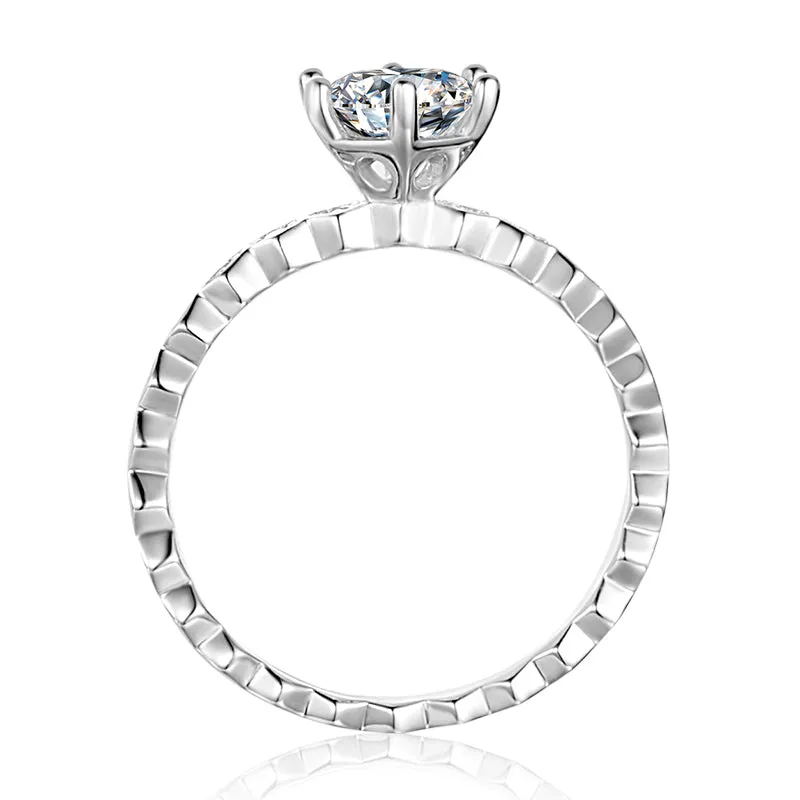 Classic Round Cut Moissanite Diamond HoneycombSolitaire Ring