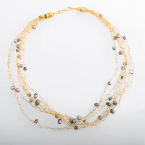Cloud Necklace with Gray Freshwater Pearls
