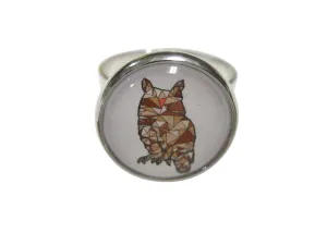 Colorful Geometric Owl Bird Adjustable Size Fashion Ring