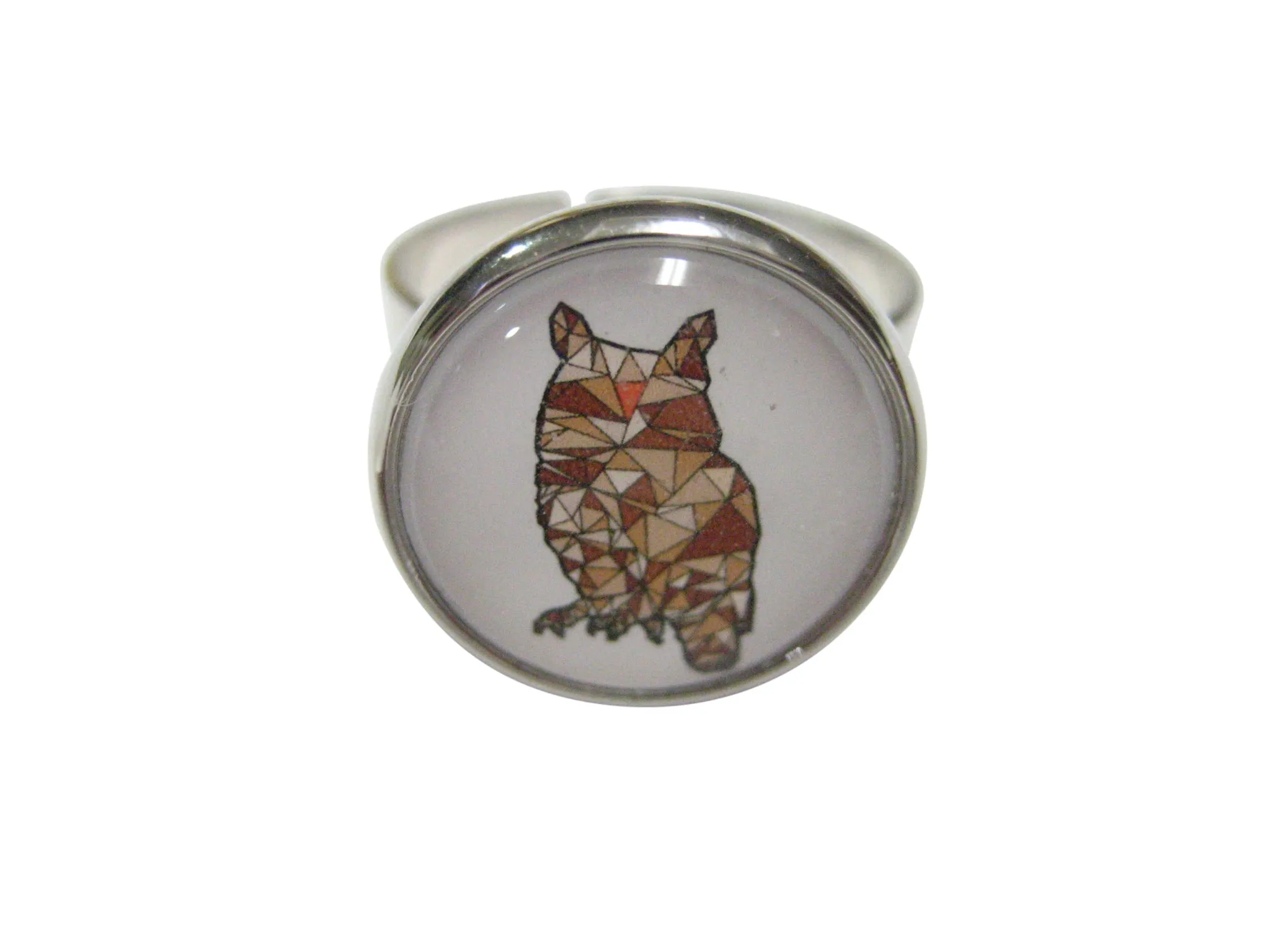 Colorful Geometric Owl Bird Adjustable Size Fashion Ring