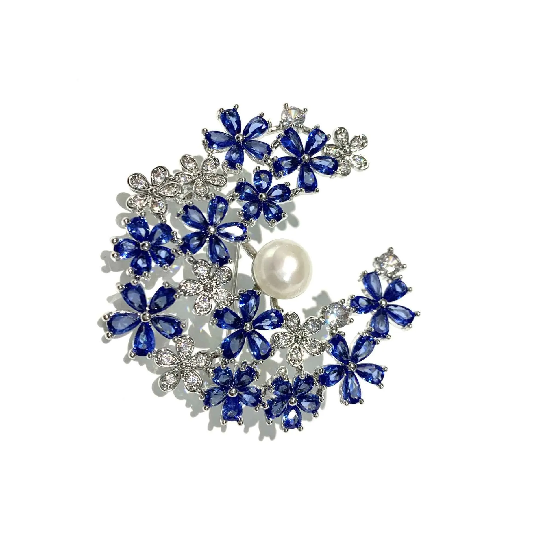 Copper Zircon & Freshwater Pearl Floral Wreath Brooch