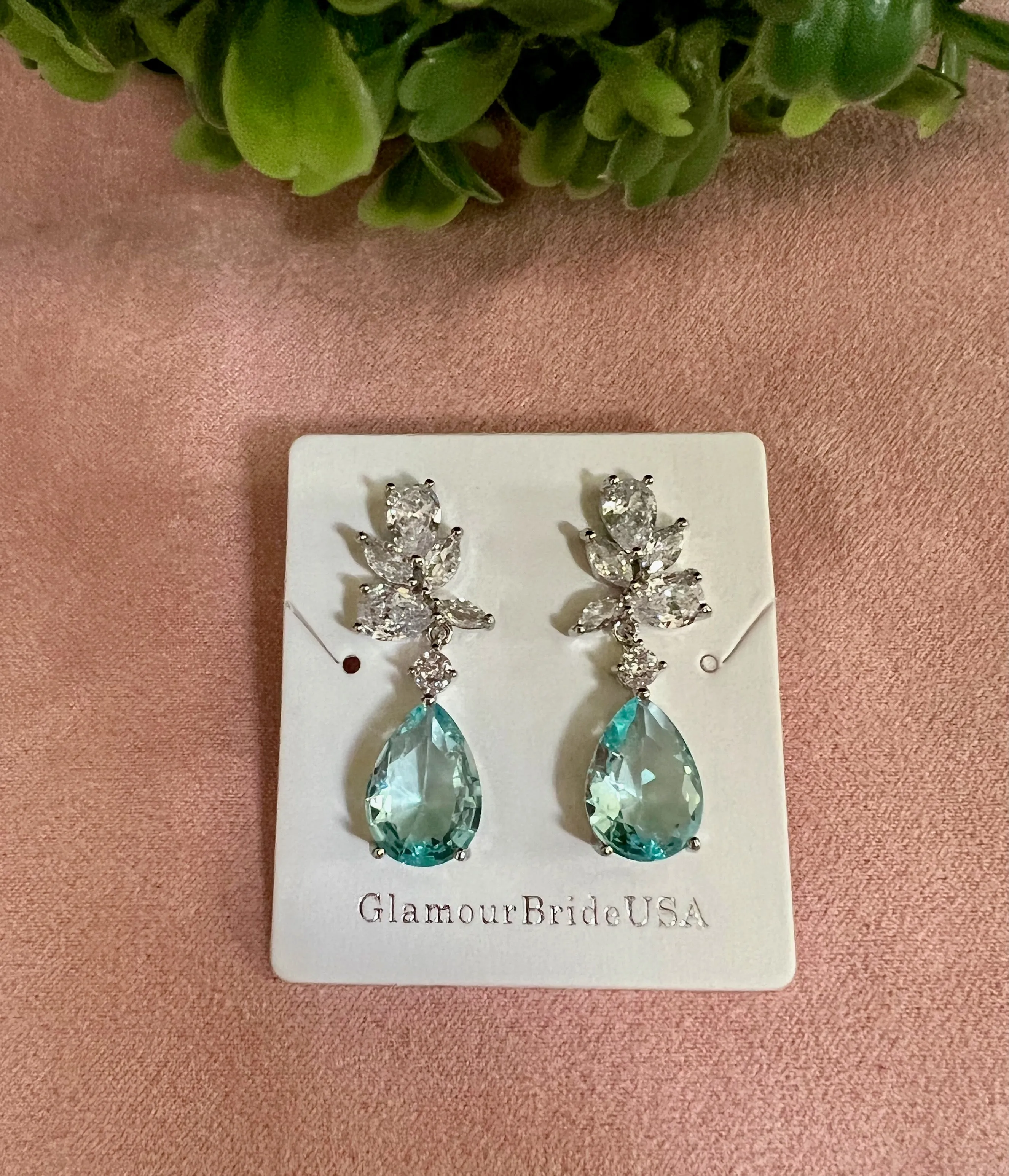 Crystal Tear Drop Earrings - Jessica
