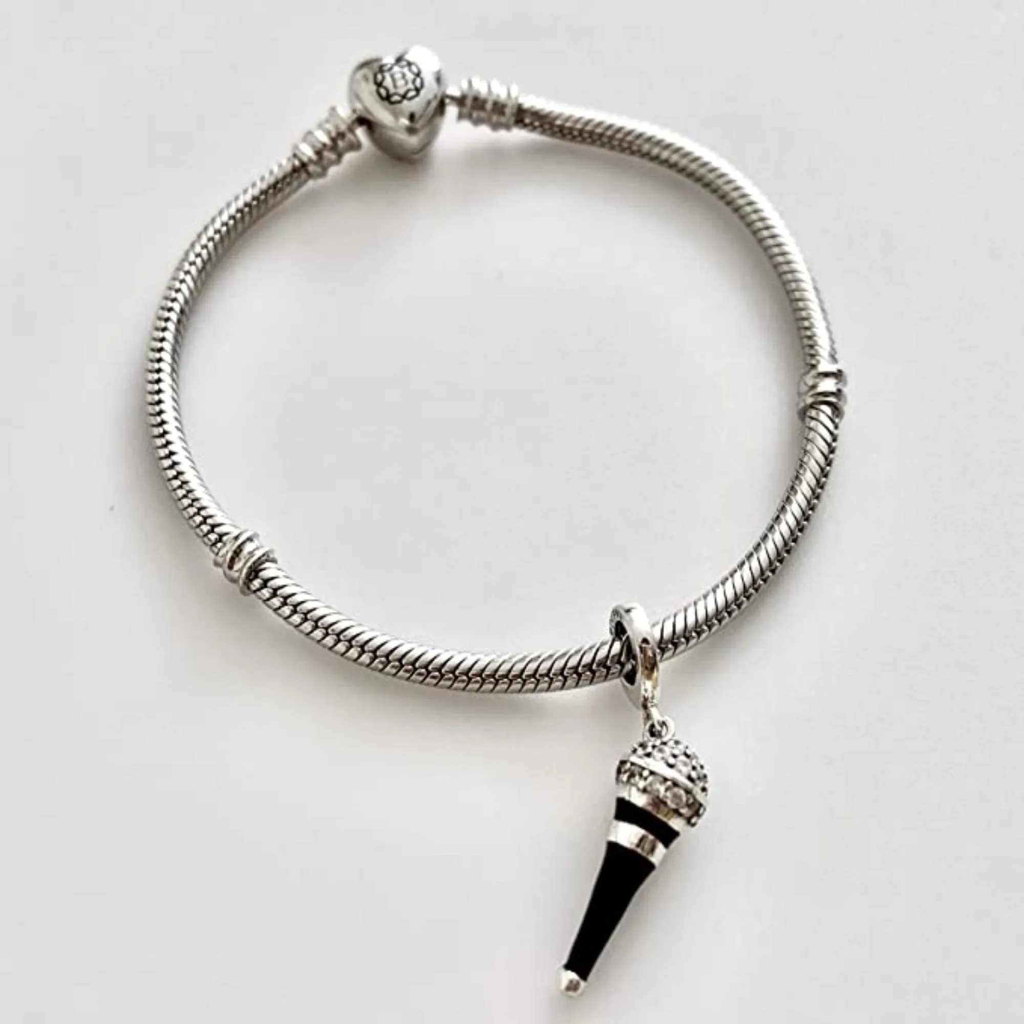 Crystallized Microphone Dangle Pendant Charm