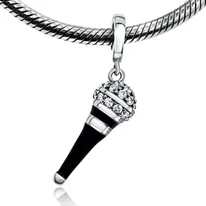 Crystallized Microphone Dangle Pendant Charm