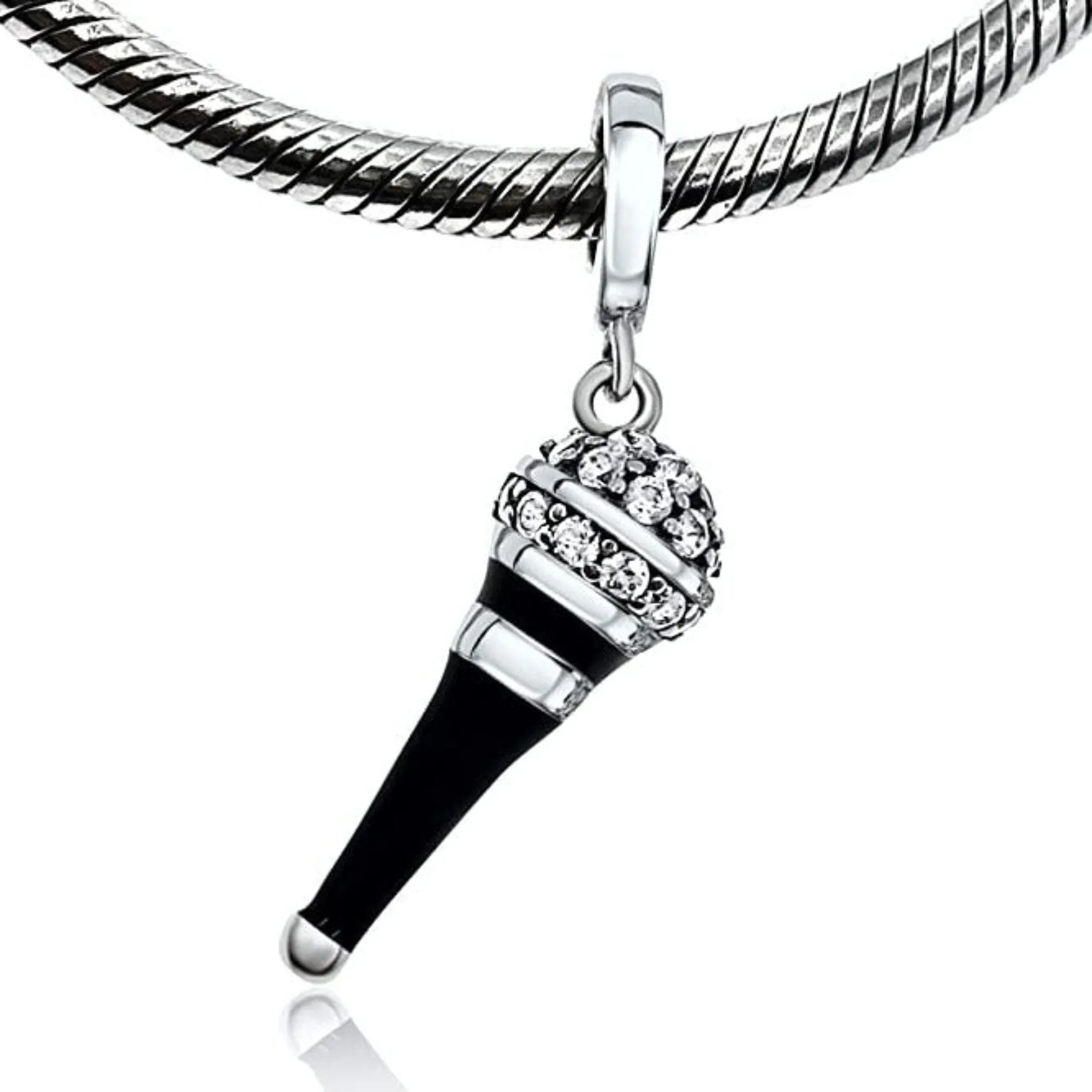 Crystallized Microphone Dangle Pendant Charm