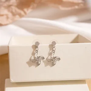 Cubic Zirconia & Silver-Plated Openwork Windmill Drop Earrings