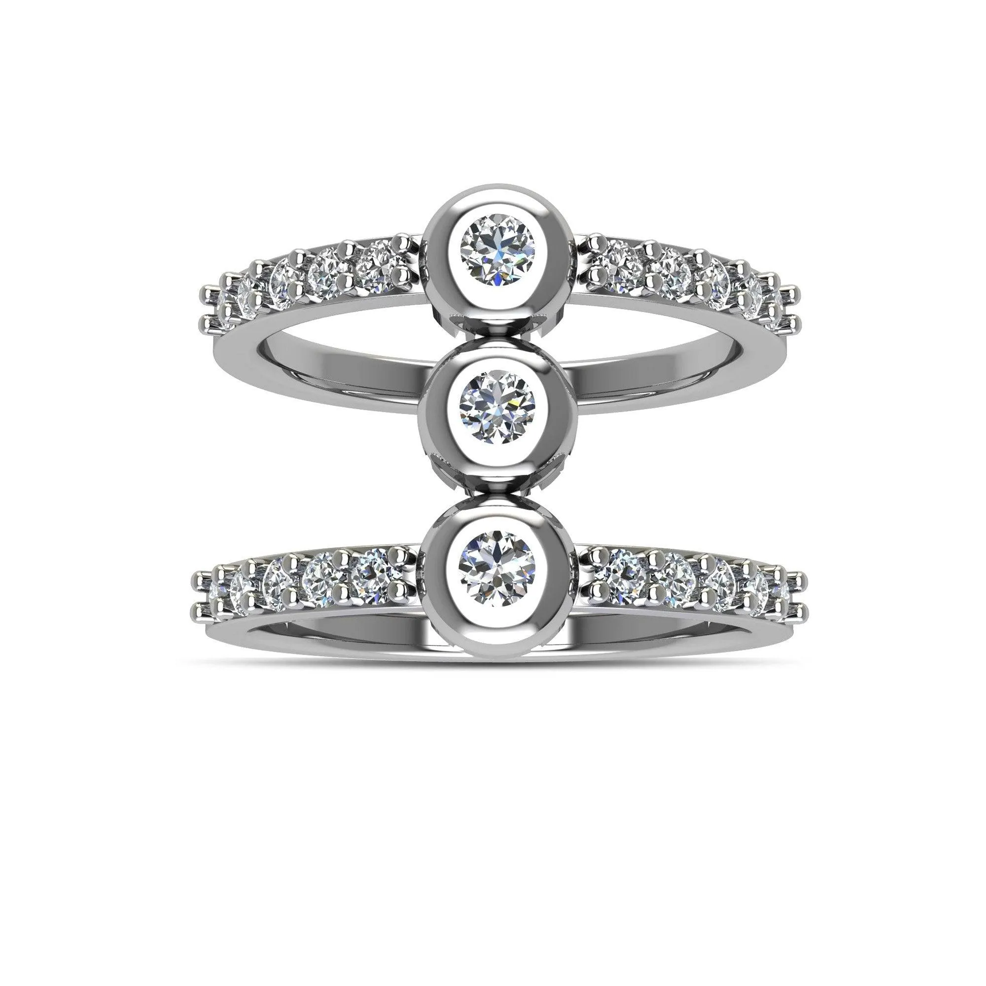 Cubic Zirconia Fashion Geo Ring in Sterling Silver